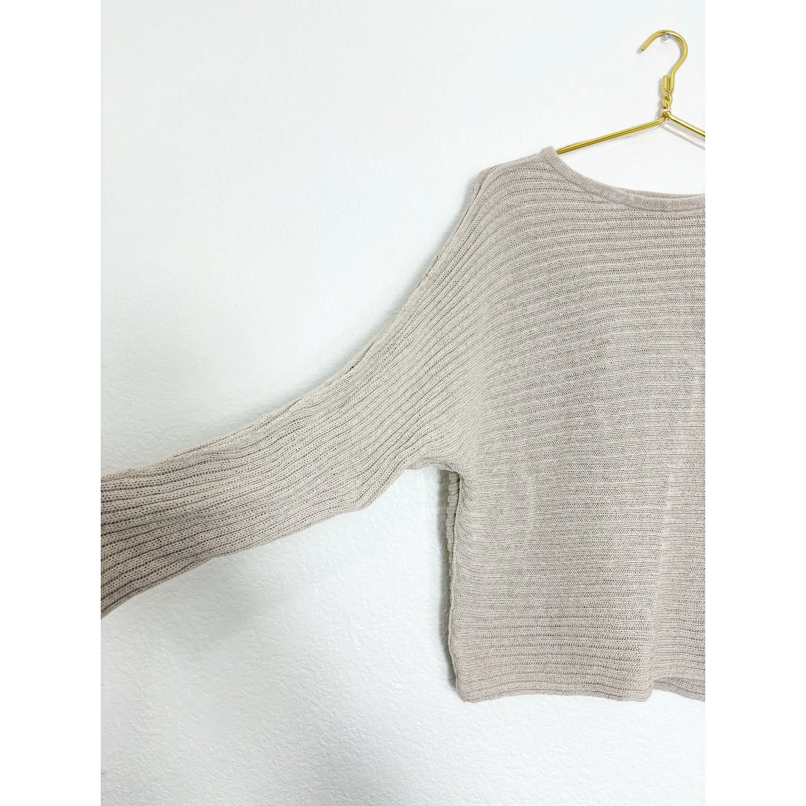 Free People Beach Imogene Sweater Size XS Tan Ribbed Oversized Open Knit - Image 10