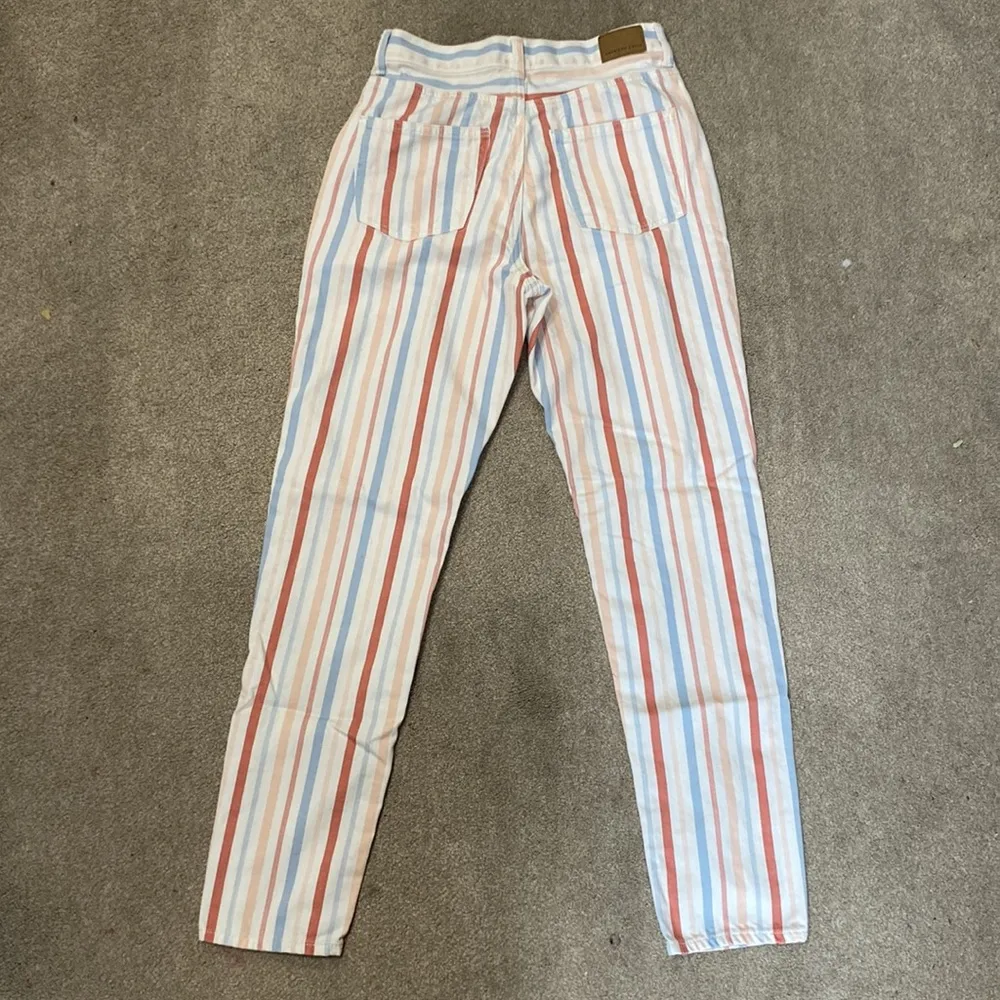 Peach Striped Mom Jeans Size 2 Long - Image 4