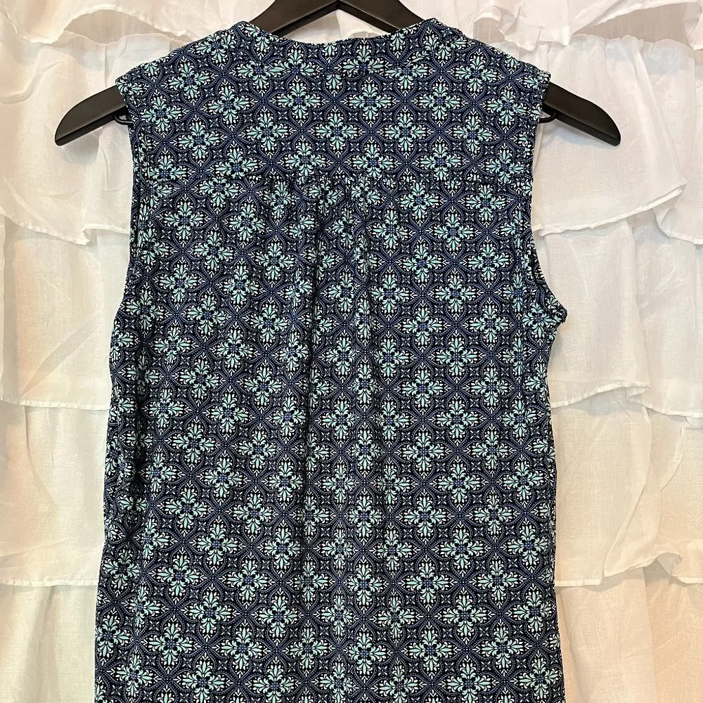 Multi-Colored Pattern Tank Top Silver Button Detail - Size XS - Image 4