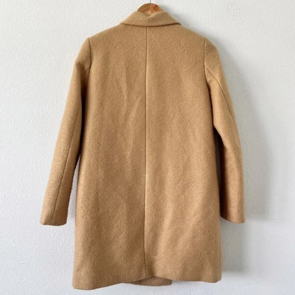Zara Double Breasted Peacoat Classic Wool Blend Winter Coat in Camel - Image 8
