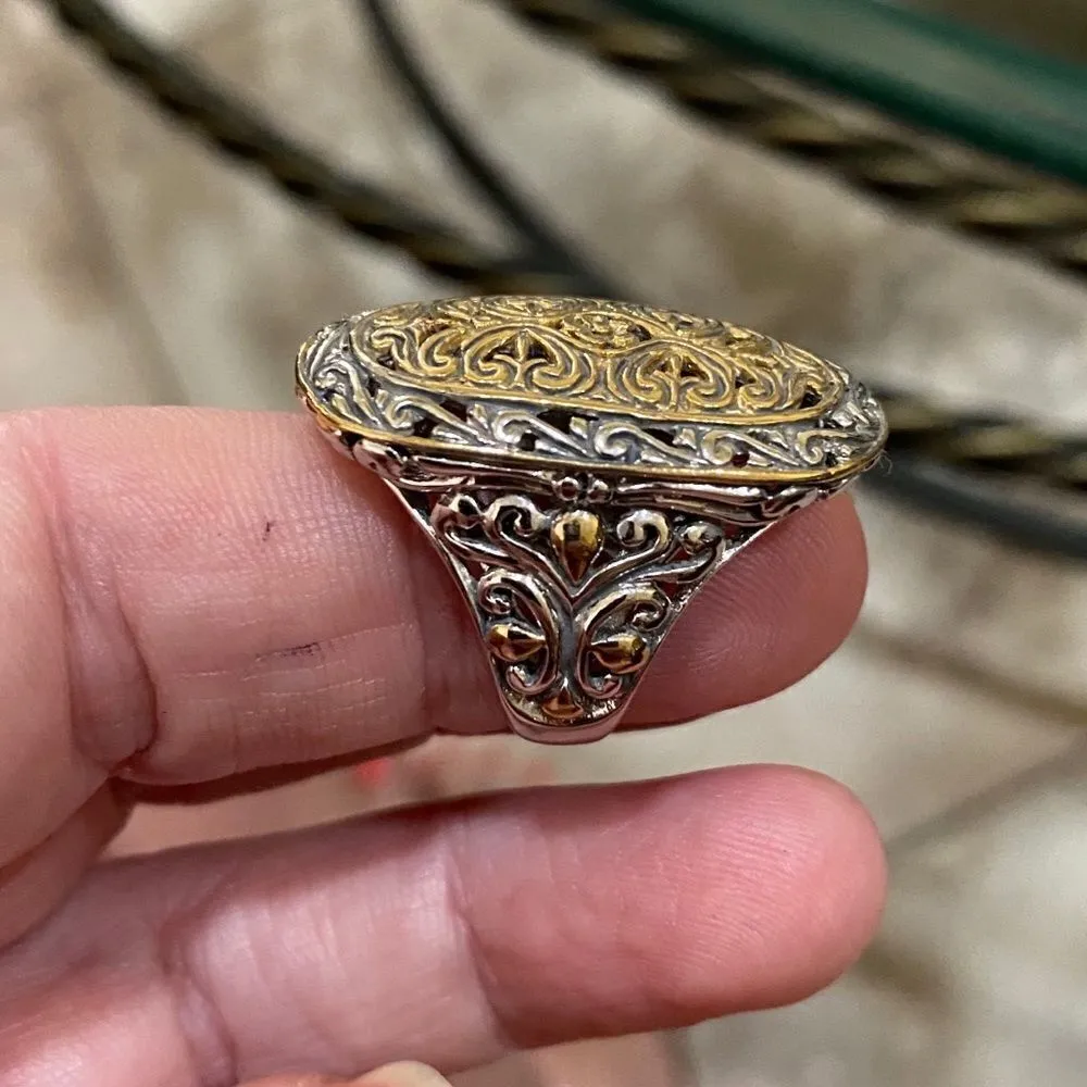 Sterling silver designer inspired ring size 6 Gold - Image 8