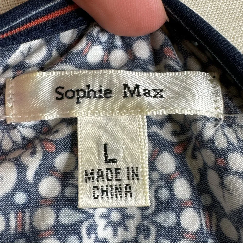 Sophie Max sleeveless stretch maxi dress navy white red size large like new - Image 7