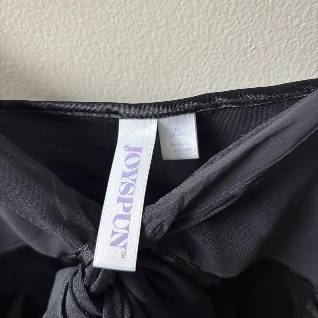 Black Satin Camisole with Sheer Details Size M - Image 3