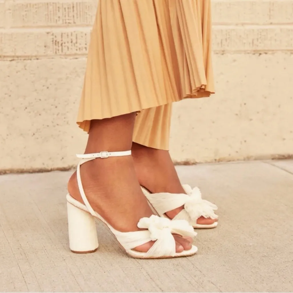 NEW Loeffler Randall Camellia Pearl Pleated Bow Bridal Heel in Vegan Pearl - Image 3