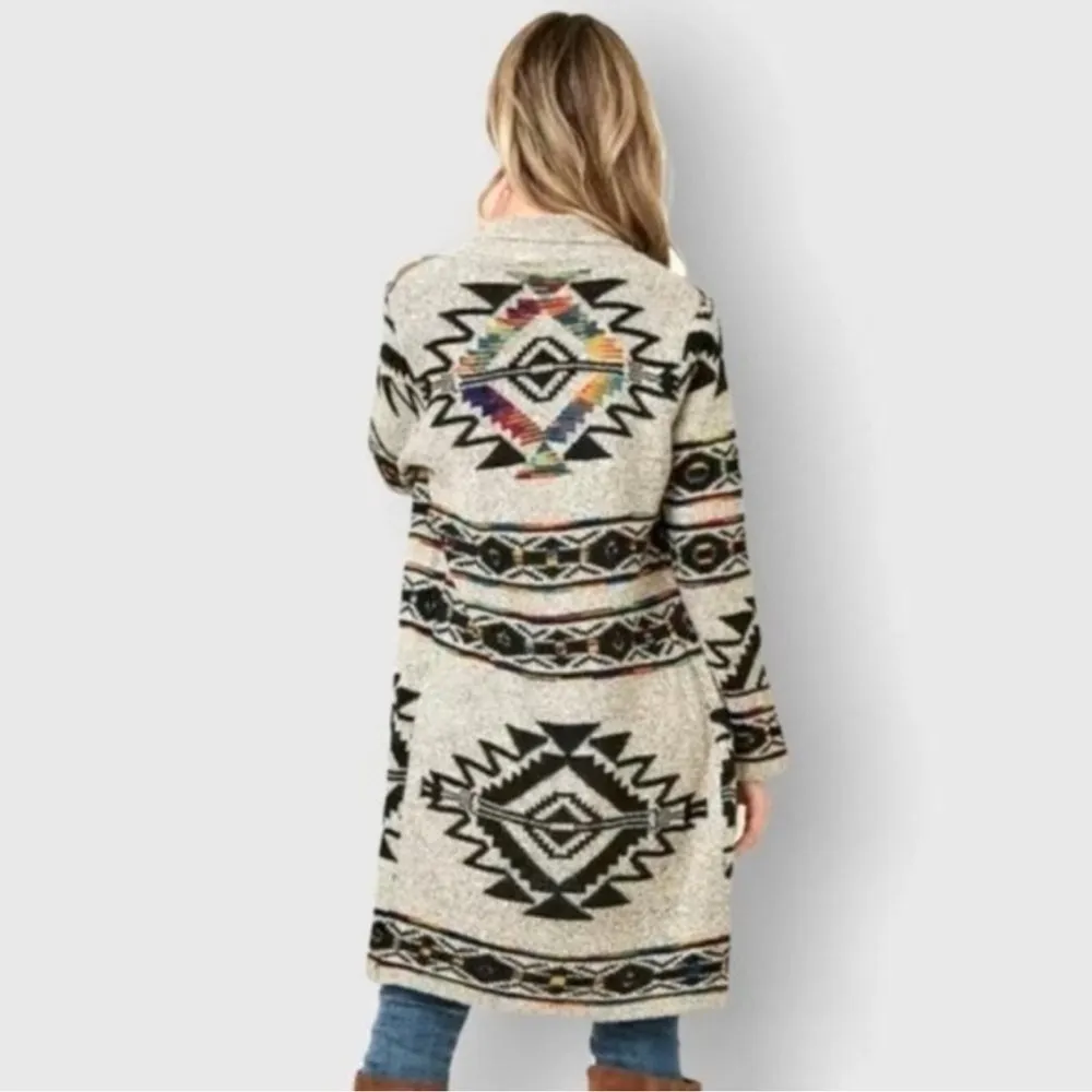 Northern Angel By Anthropologie Aztec Boho Southwestern long cardigan Womens S - Image 2