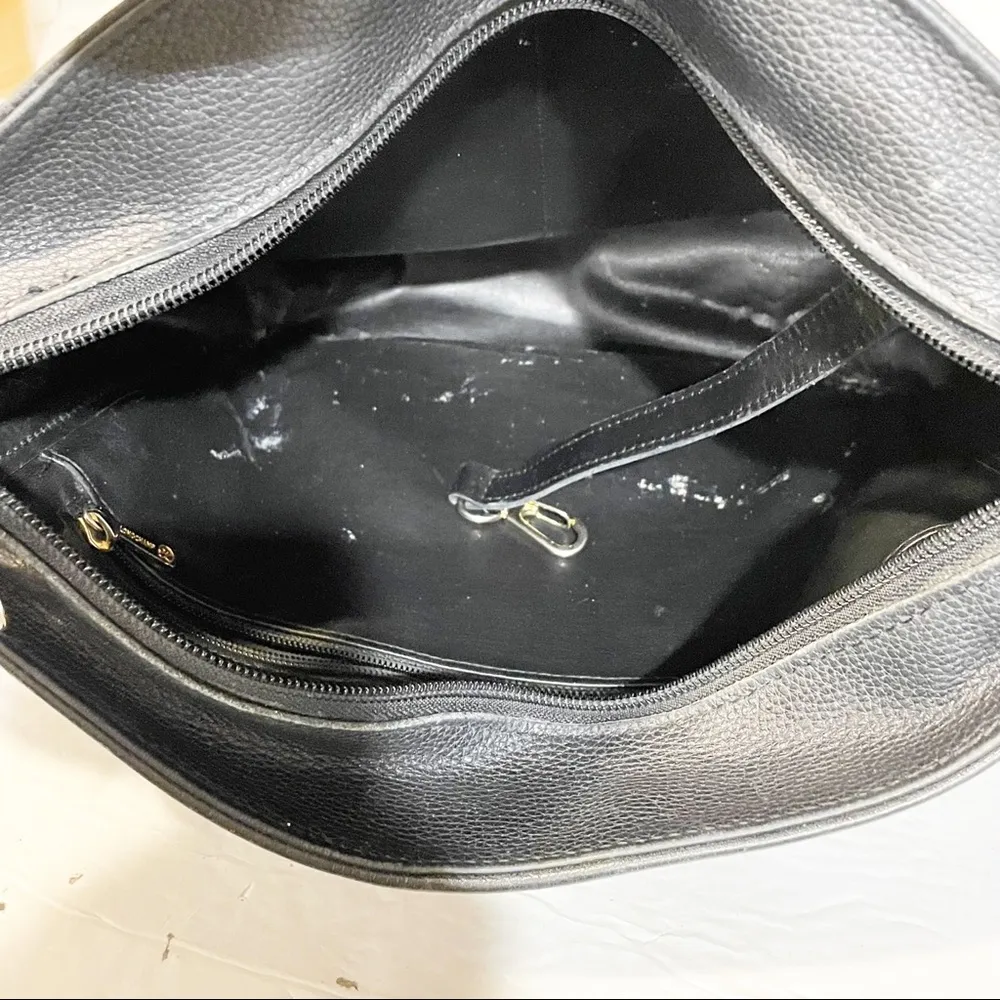 Longchamp Vintage Black Pebbled Leather Shoulder Bag Pocketbook - Image 3