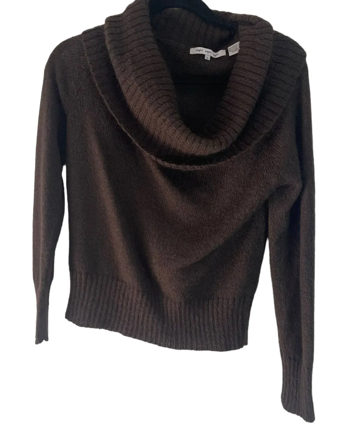 Eight Eight Eight Women's Size Large Dark Brown Mohair Blend Cowl Neck Sweater - Image 1