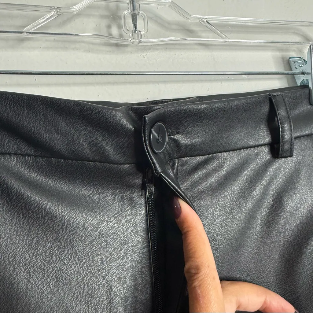 NWT‎ Zara Black Faux Leather Pants High Rise Full Length Wide Leg Size Small - Image 8
