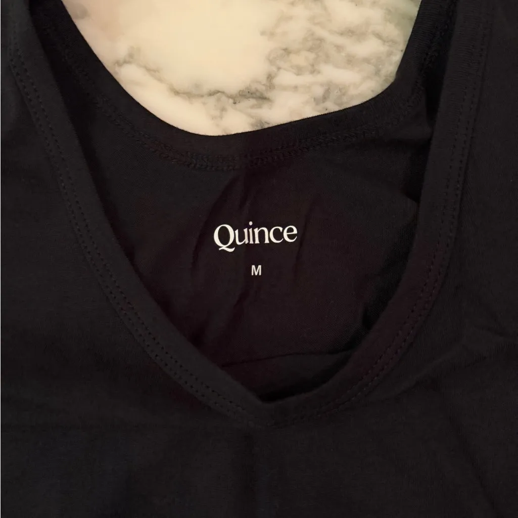 NWOT Quince Cotton Modal Double Scoop Neck Tank Black Size Medium - Image 5