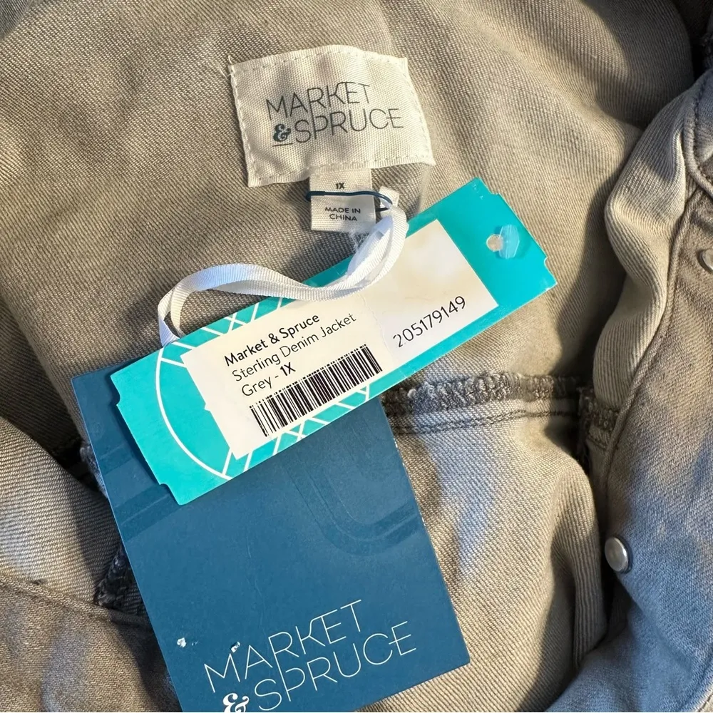 Market & Spruce Sterling Grey Denim Jacket size 1X NWT Stitch Fix Gray Jean - Image 10