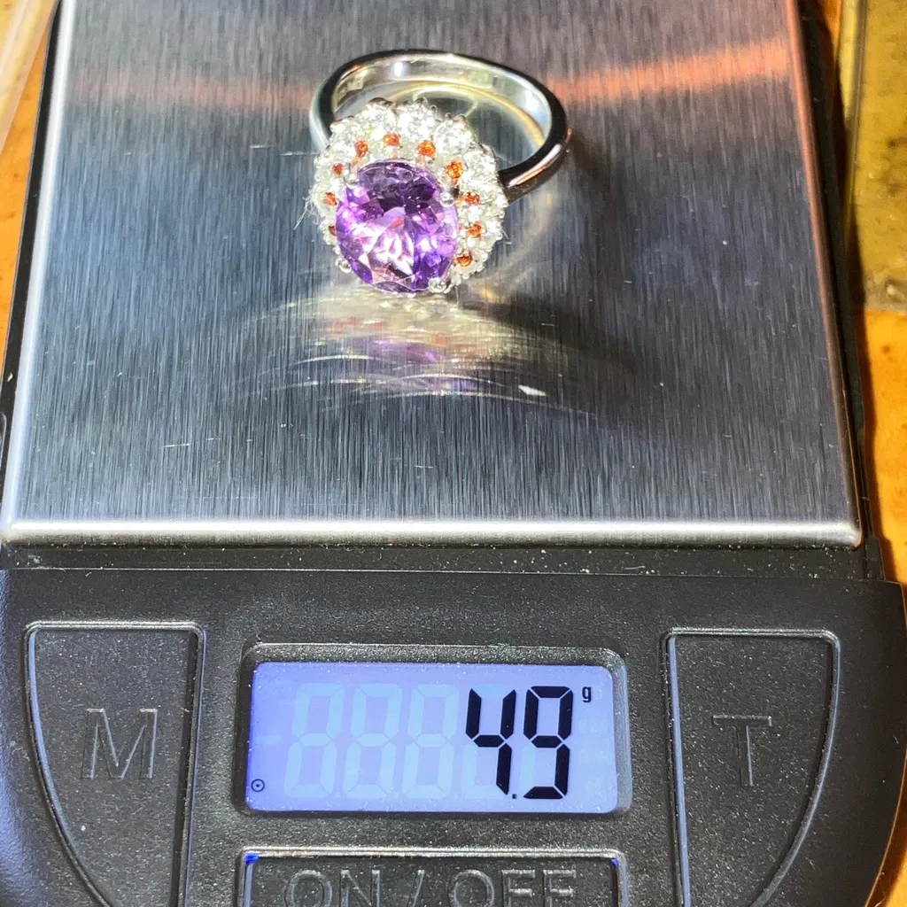 Moroccan Amethyst Red Garnet Sterling Silver Ring Size 6 - Image 9