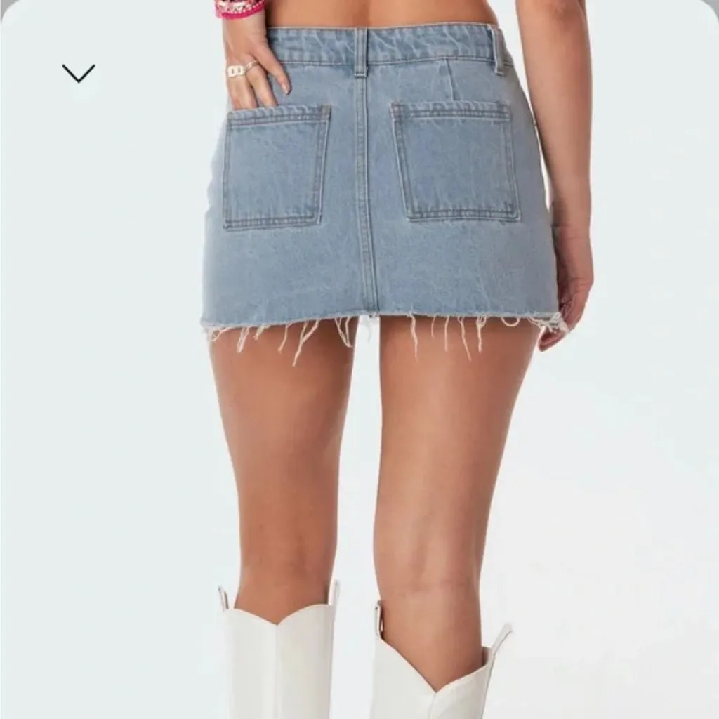 Edikted Low-Rise Denim Skirt - Image 2