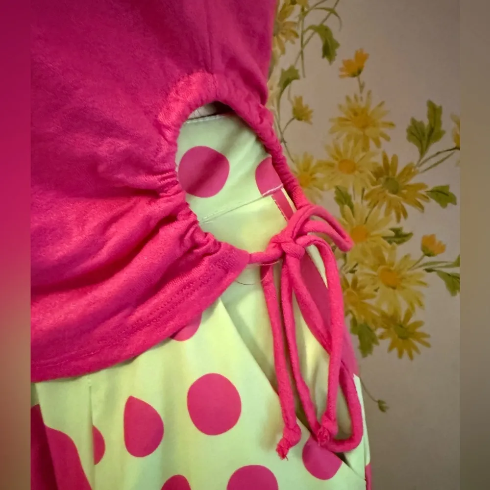 Polka Dot super Wide Leg palazzo pants in pink & Green size M Size M - Image 16