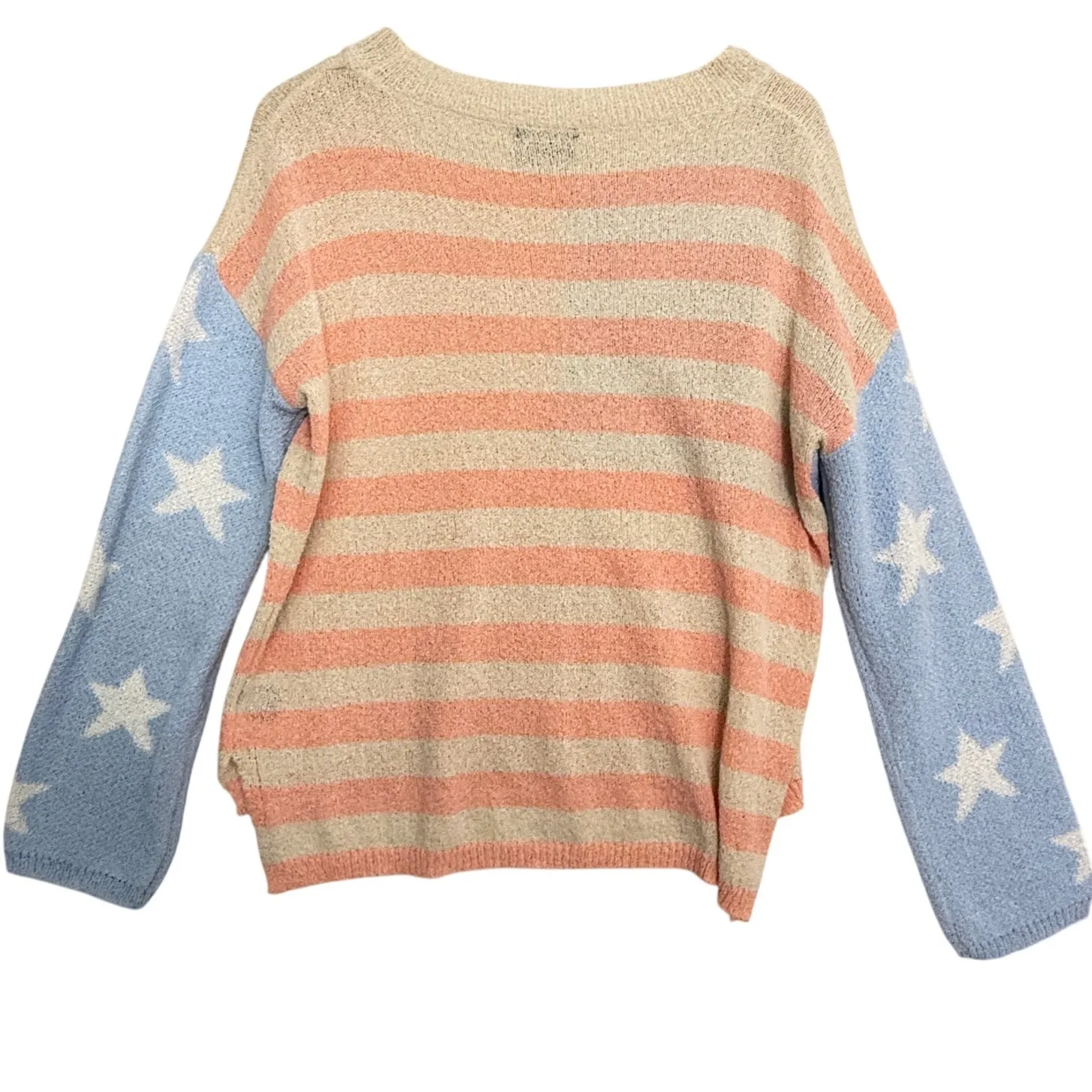 Vici American Flag Oversized Sweater Size S Fuzzy Textured‎ Festival Patriotic - Image 3