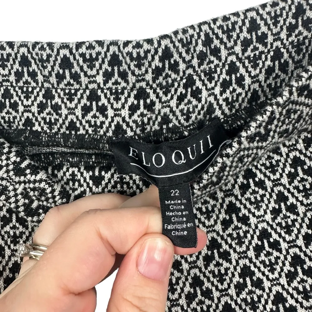 ELOQUII B&W Knit Design Wide Leg Pull On Crop Pants Career Pockets Plus‎ Size 22 - Image 8