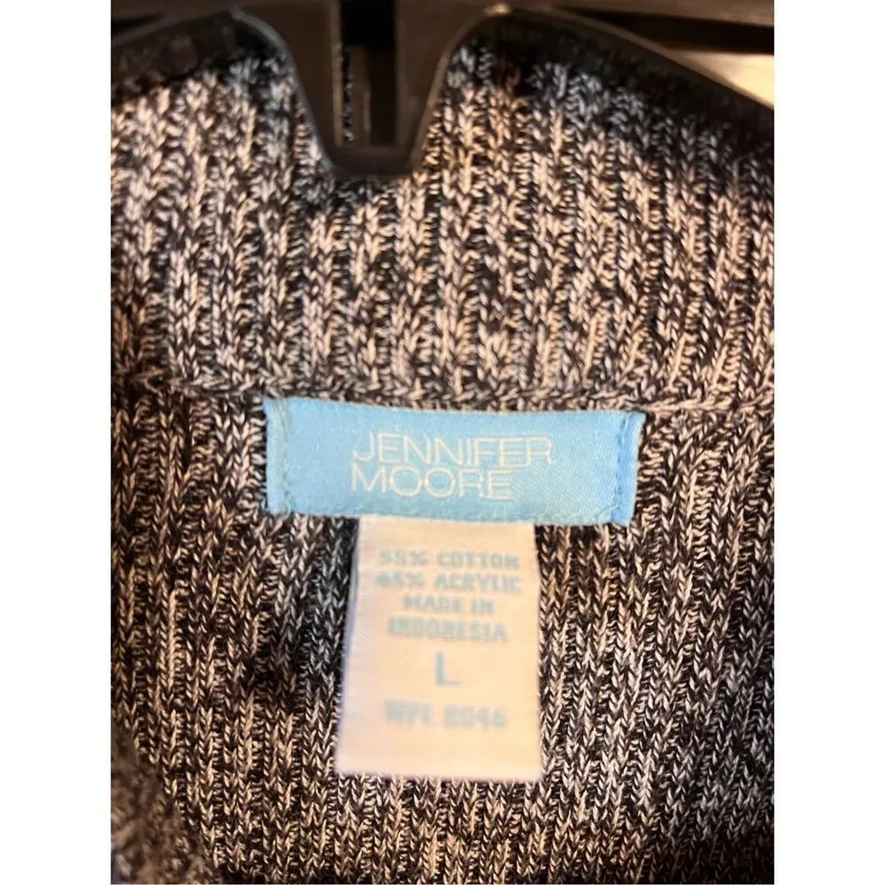 Jennifer Moore Size Large Knit Sweater Top Long Sleeves Mock Neck Charcoal (2366 - Image 4