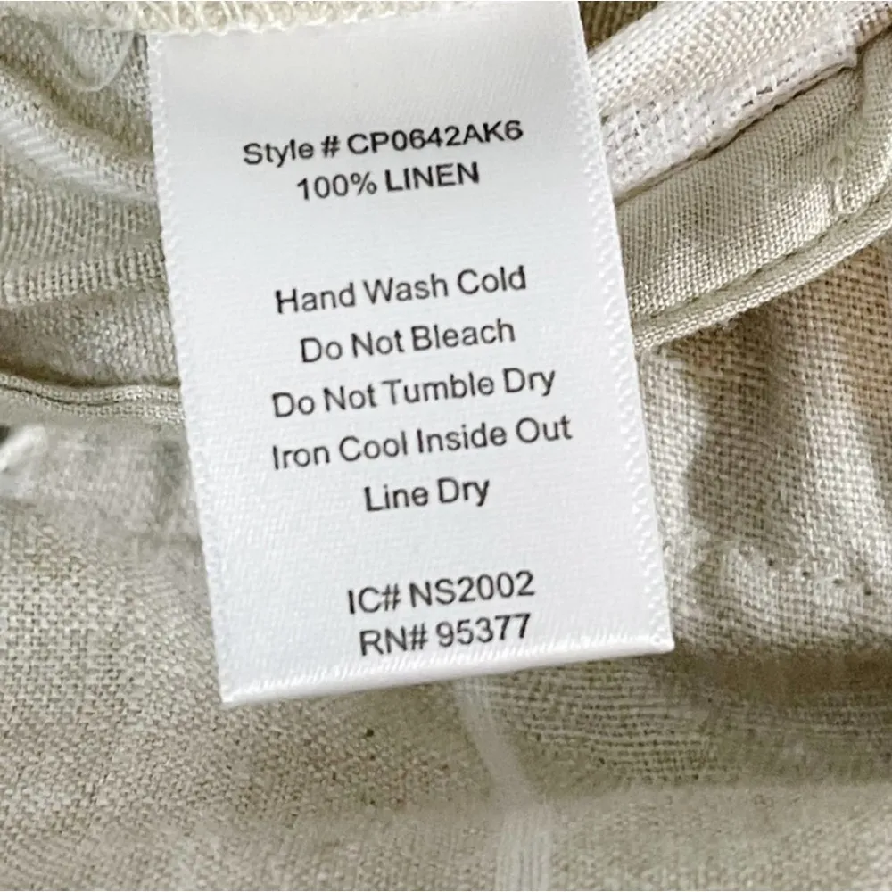 Sanctuary 100% Linen Wide Leg Pants Womens 27 Belted Stripe Beige Minimalist - Image 2