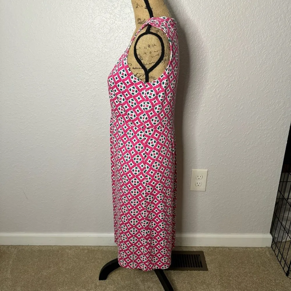 Boden Size 6 Eden Pink Geo Print Cotton Blend Jersey Sleeveless Dress V Neck - Image 8
