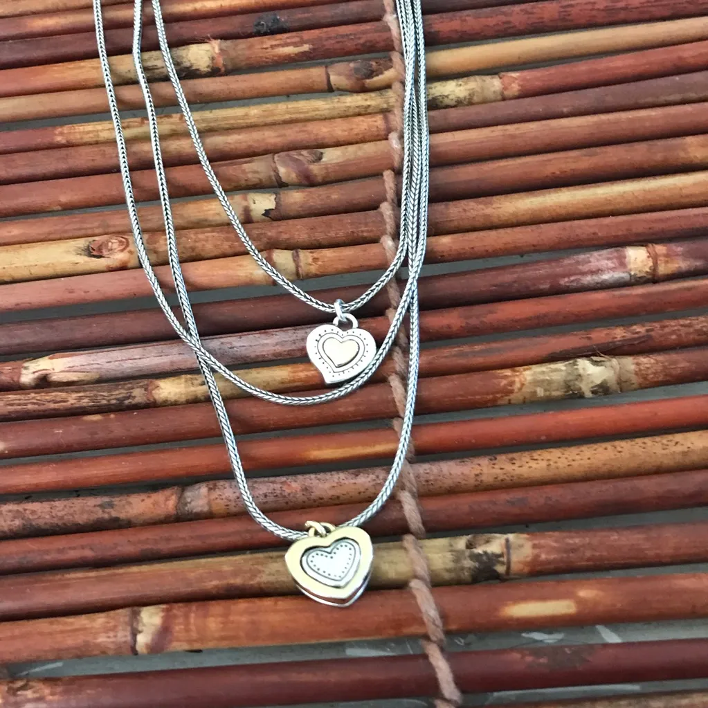 Brighton Triple Strand with two Hearts Necklace - Image 4