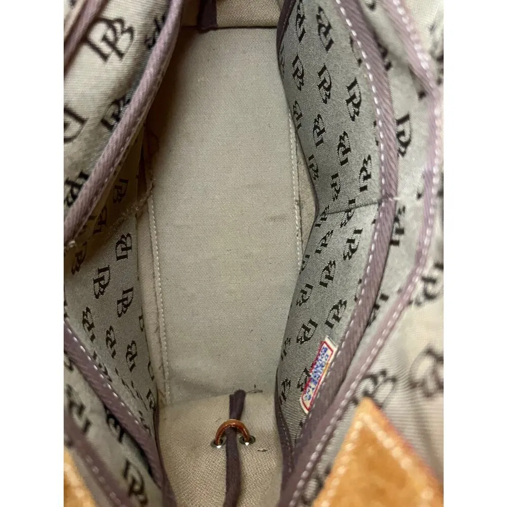 Dooney & Bourke Bag Small Tulip Tassel Taupe and Brown Canvas Leather Tote - Image 3