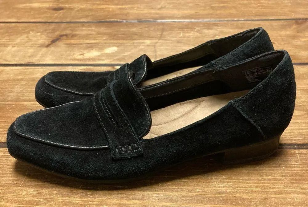 Clarks Keesha Cora Black Suede Penny Loafers Size 6 6M Leather - Image 8