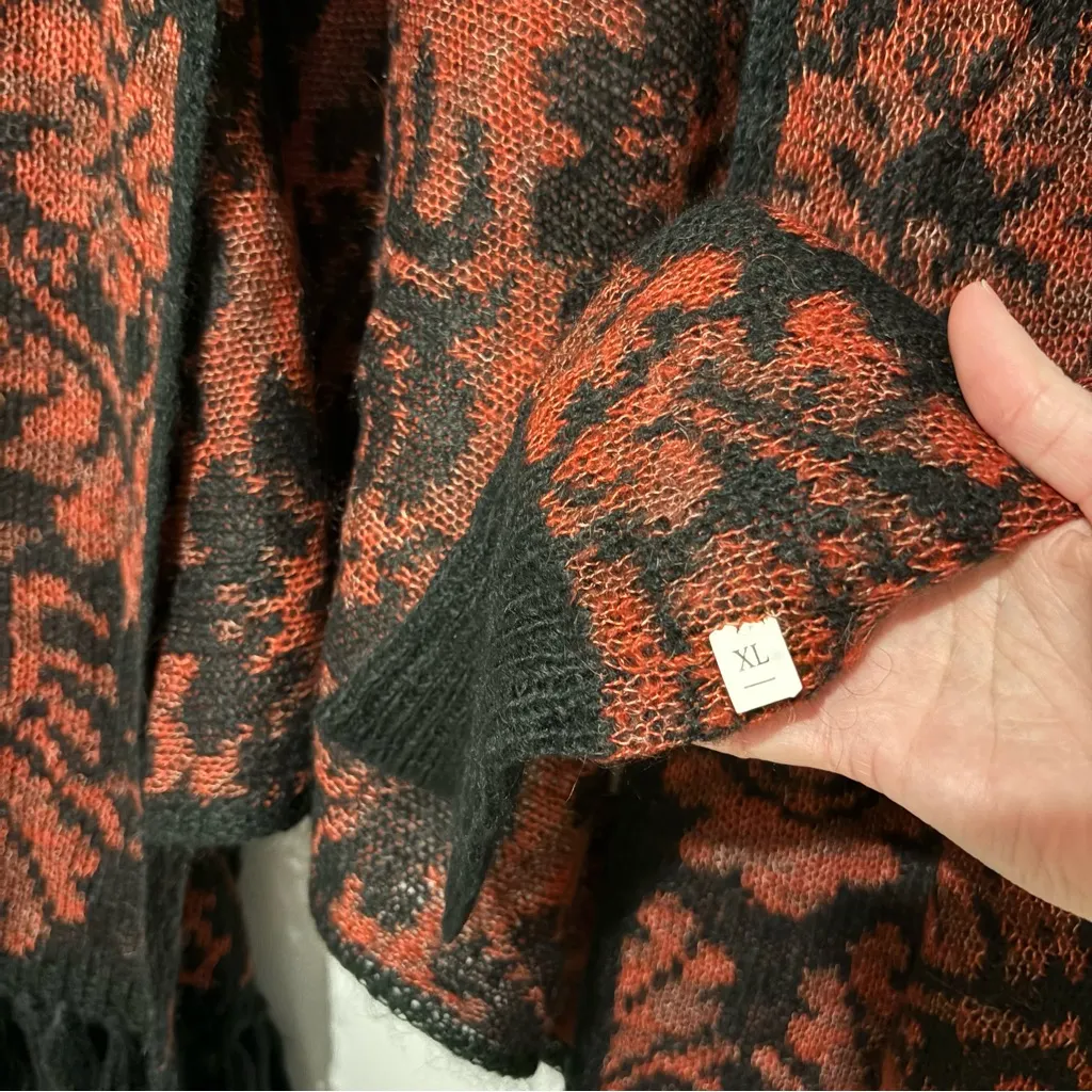 Ralph Lauren denim & supply mohair Tribal Poncho Fringed Shawl Wrap Vintage XL - Image 8