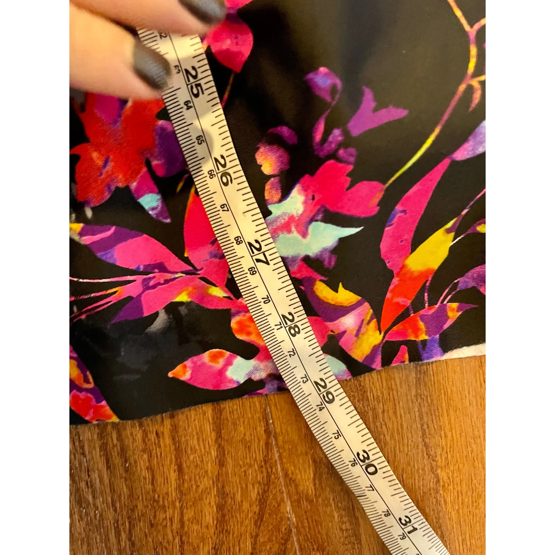 One piece swim dress floral fit and flair Black - Image 3