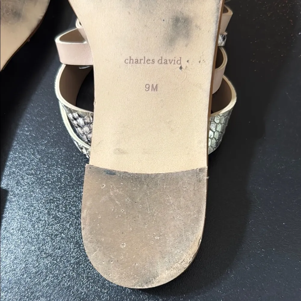 Charles David Tan and Cream Sandals with Modern Straps - Image 8