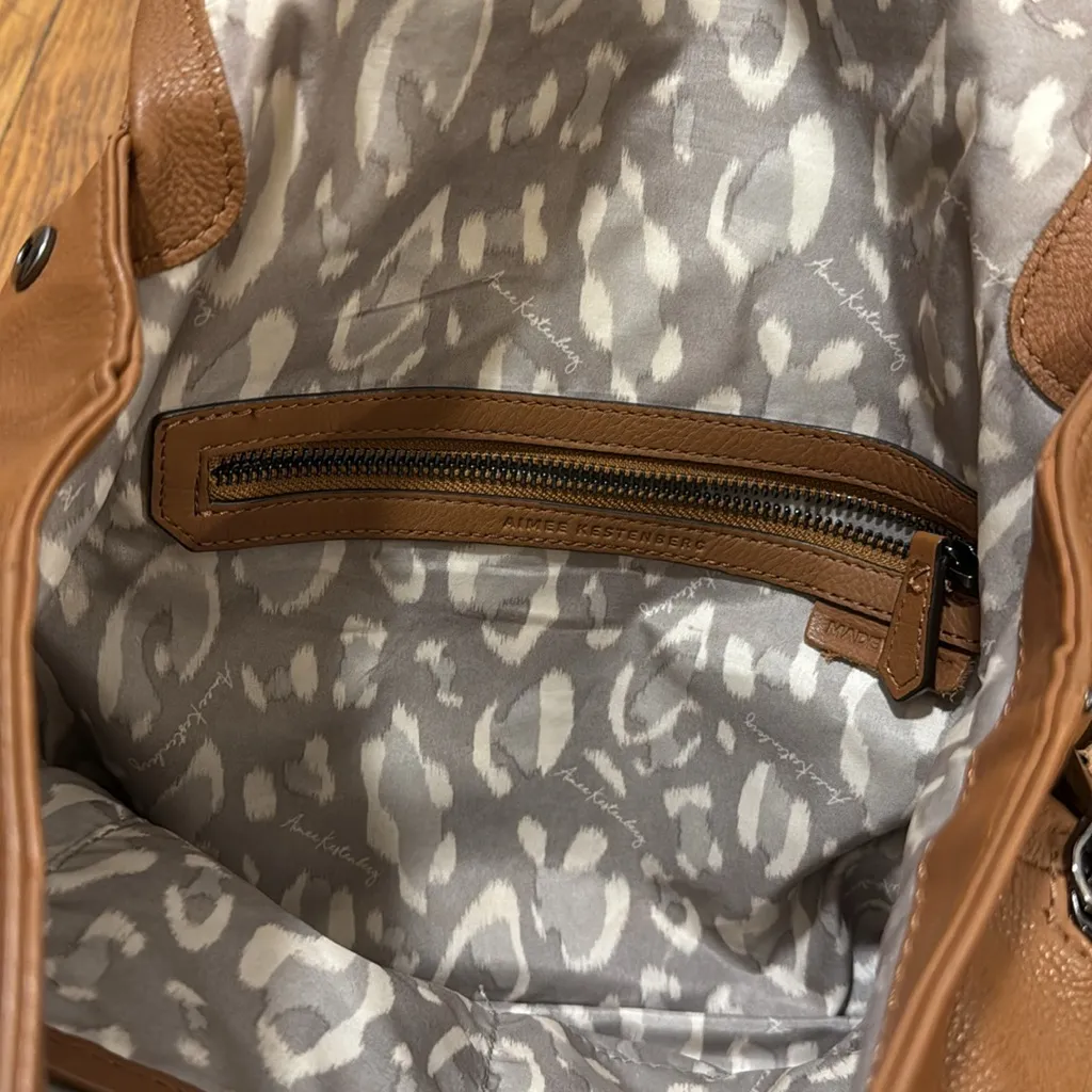 Aimee Kestenberg Bali Backpack pebbled genuine leather cognac brown - Image 7