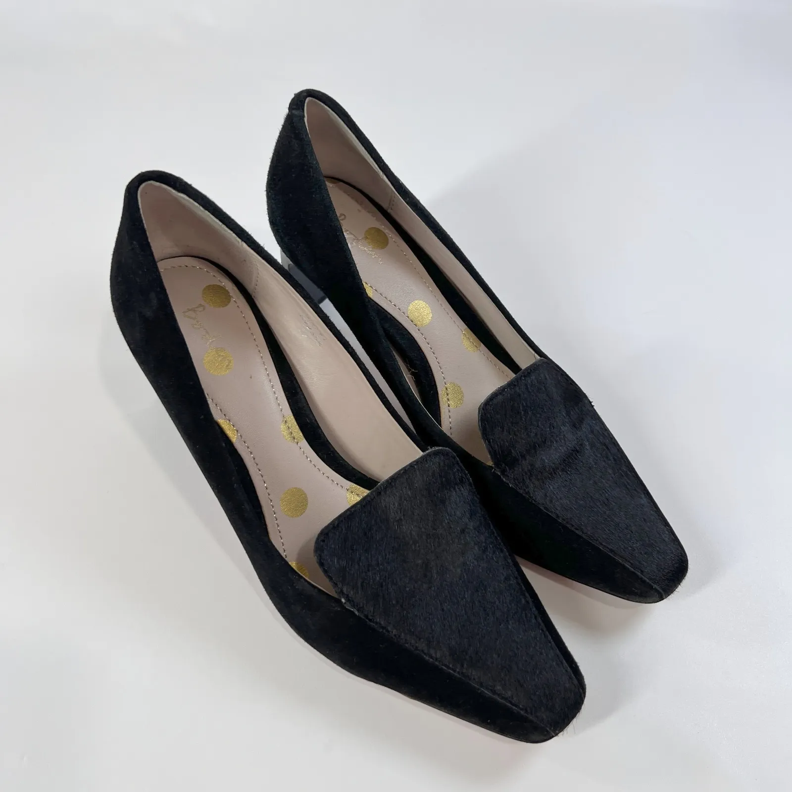 Boden Millie Courts Black Haircalf Leather Heels Size 37 Block‎ HeelLoafer Style - Image 3