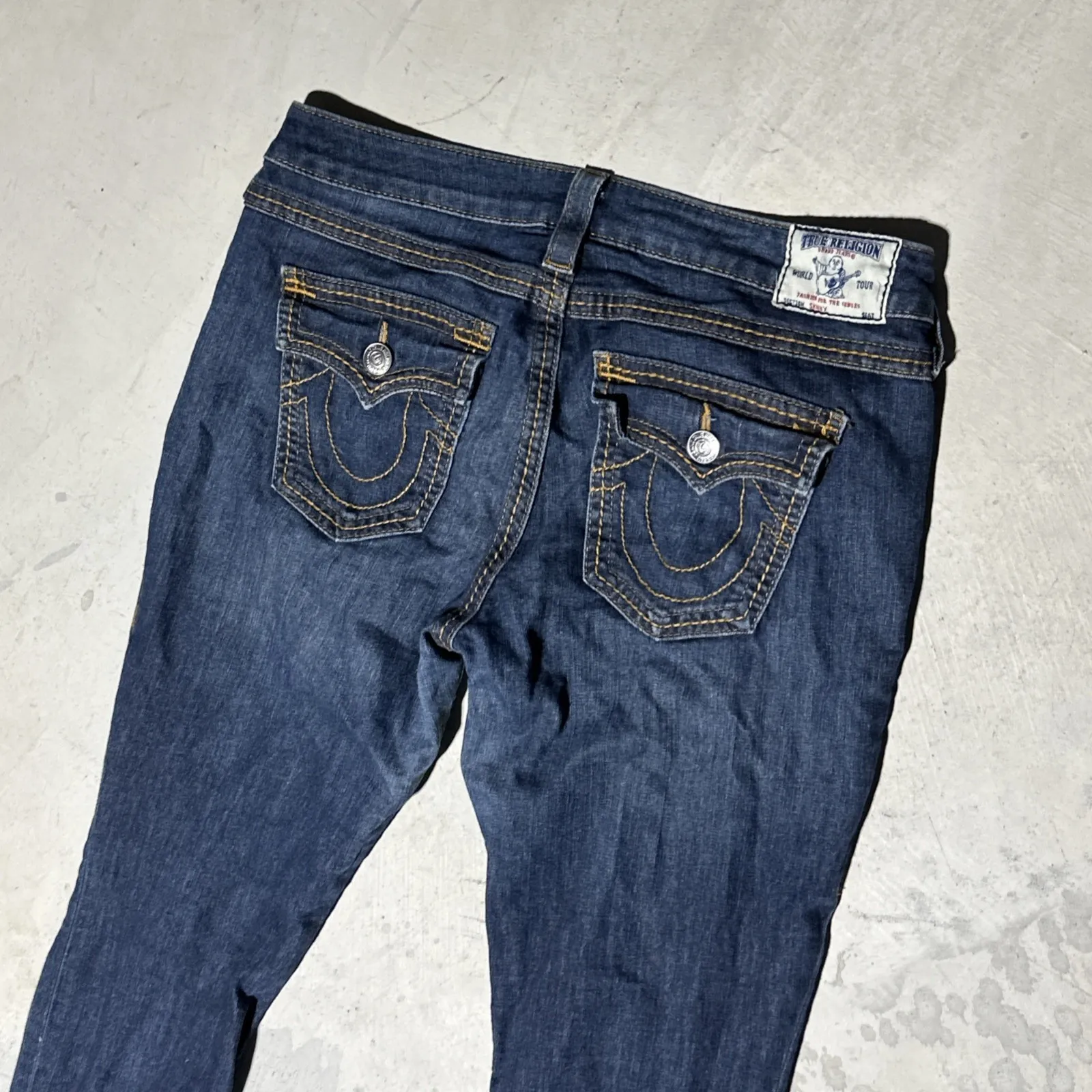 True Religion Jeans Women's SZ 32x34 Blue Denim Flap Button Pocket USA MADE Y2K - Image 3