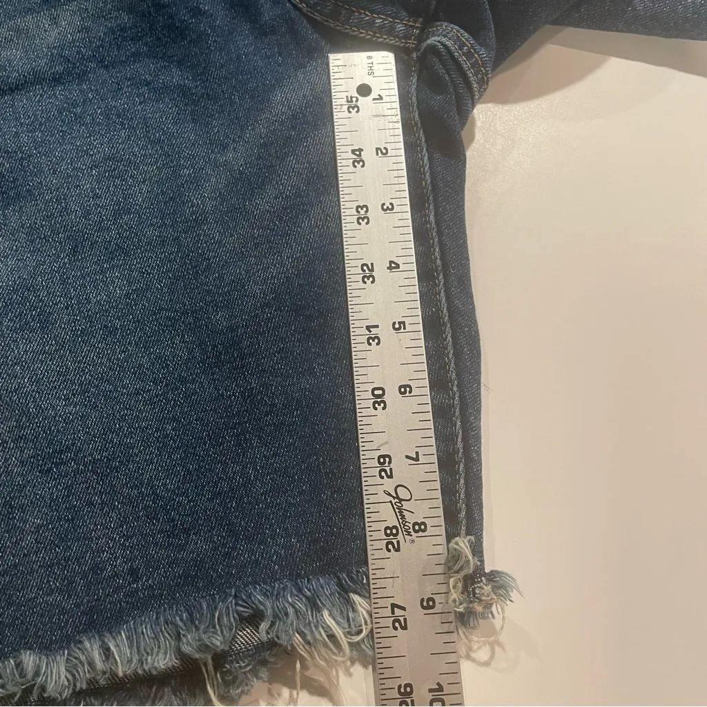 Lane Bryant Womens 16 Denim Blue Jean Short Frayed Hem MidRise Boyfriend Bermuda - Image 3