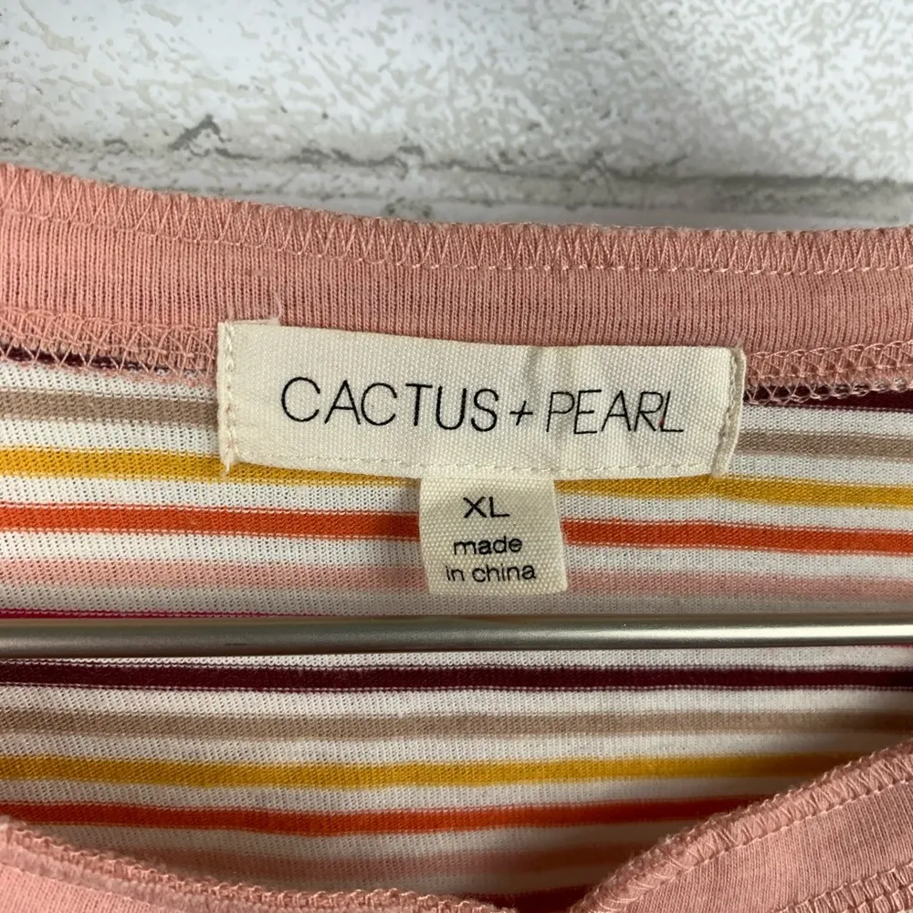 Cactus + Pearl NWT Retro Stripe Henley Top SZ XL - Image 5