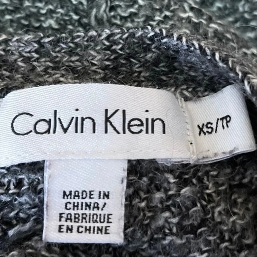 Calvin Klein Gray Mohair Knitted V-Neck Long Sleeve Pullover Sweater Top Size XS - Image 3