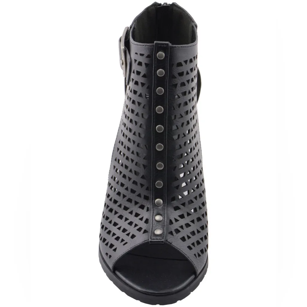 MILWAUKEE PERFORMANCE WOMEN'S PLATFORM HEEL MESH TOP SANDALS Size 10 B13 Black - Image 5