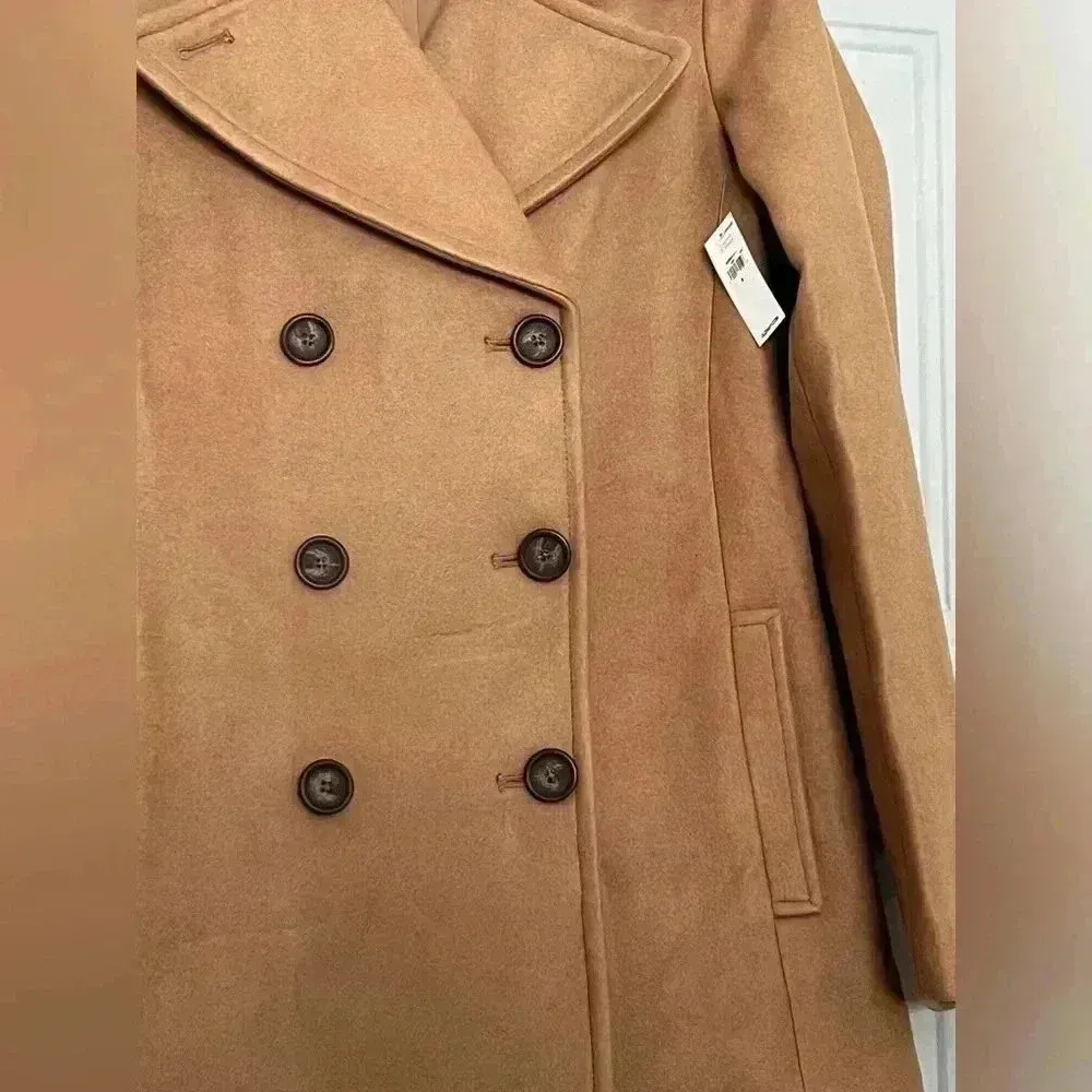 Coat women’s Camel Long Soft Brushed Peacoat size Small NWT - Image 4