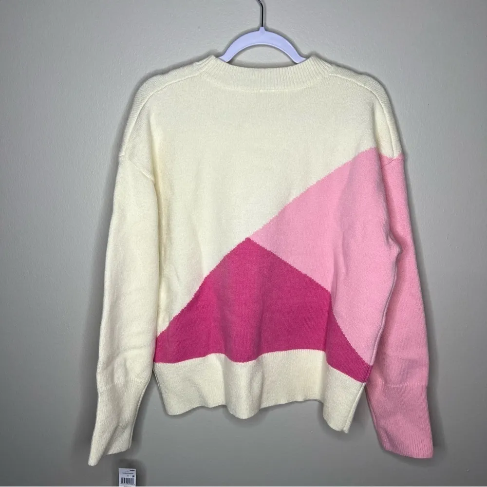 Grace‎ + Karma Color Block Long Sleeve Mock Neck Sweater Pink Size L - Image 2