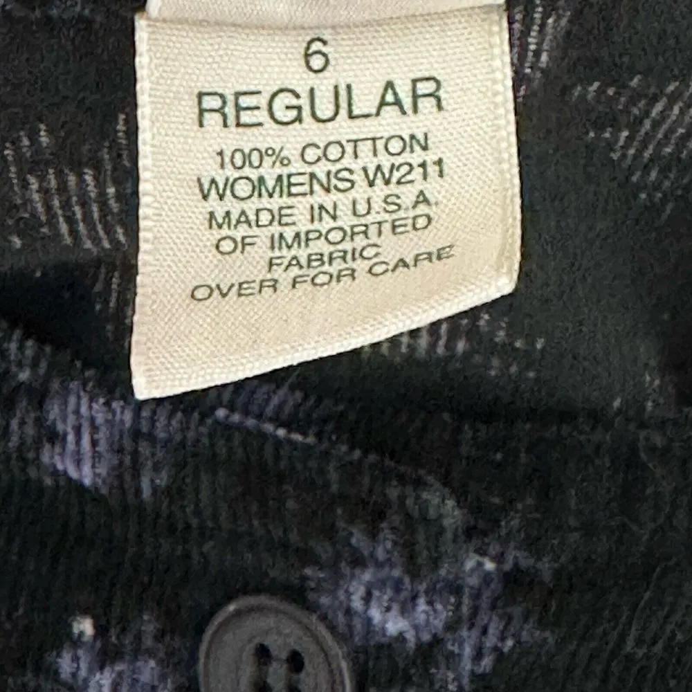 LL Bean Vintage Corduroy‎ Floral Jumper Dress Pockets Made In USA Size 6 Black - Image 9