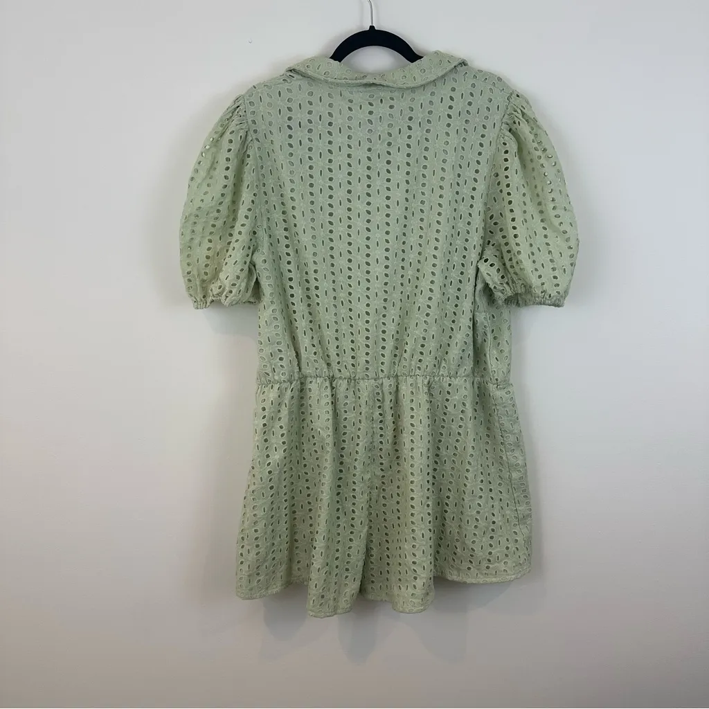 Pretty Little Thing  | Light Green Eyelet Collared Romper NWT - Image 6