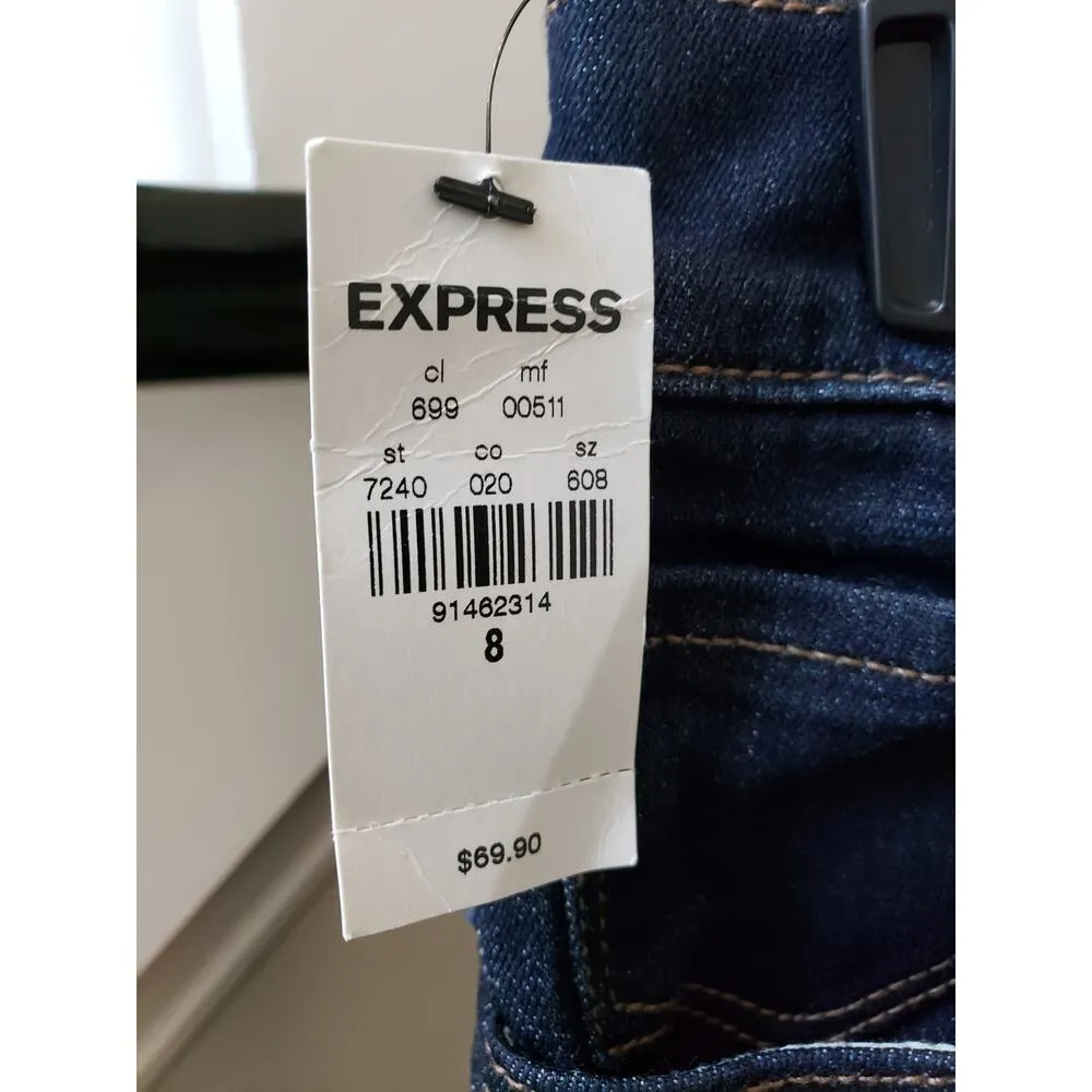 Express Jeans Women's Precision Fit Wide Leg Crop Jeans Size 8 Dark Wash Denim Blue - Image 10