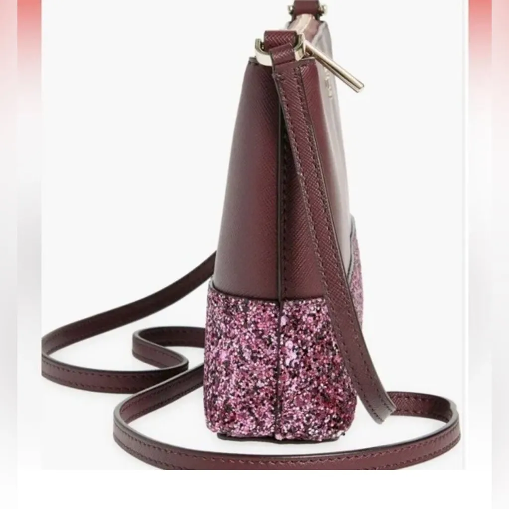 Kate Spade Pink and Brown Crossbody Bag with Glitter Accent - Image 3
