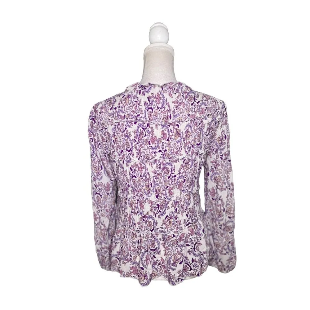 See by Chloe Long Sleeve Paisley Ruffle Top Purple Womens Size 36 US 4 - Image 8