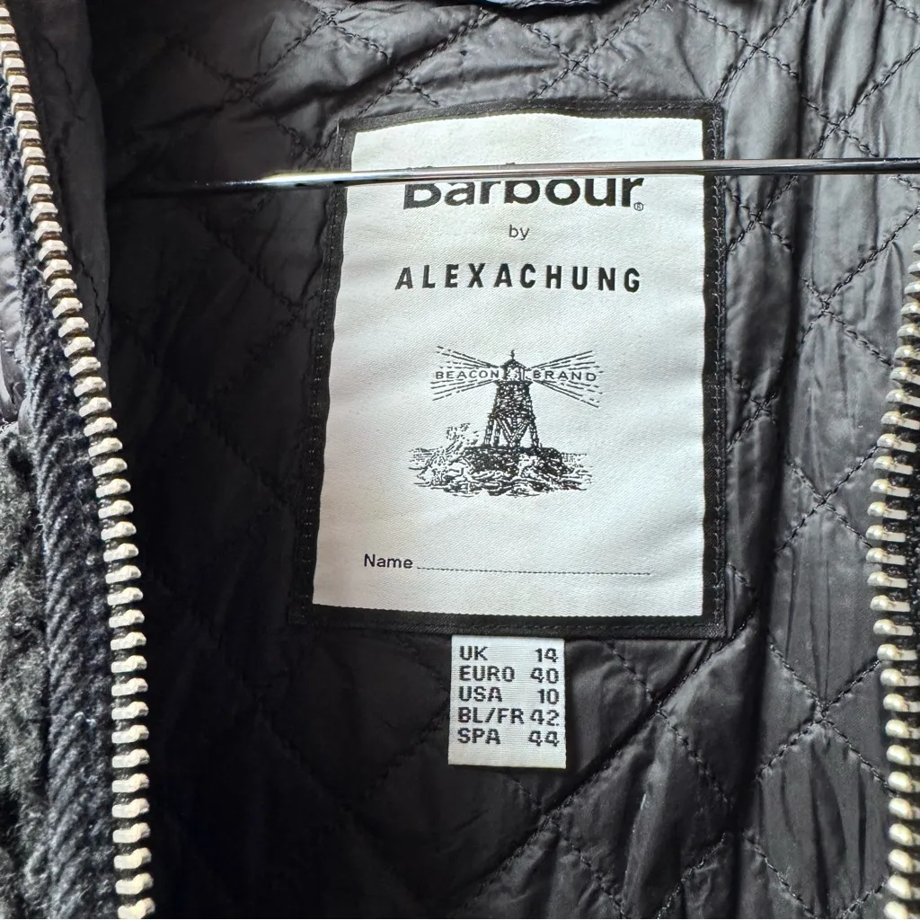 Barbour x Alexa Chung Sherpa Teddy Quilted Zip Hazel Jacket Black US 10 - Image 10