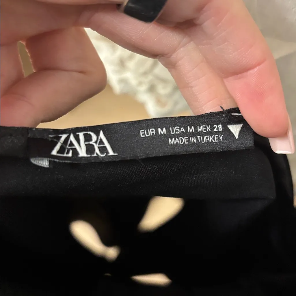 Zara Black Satin Mini Dress - Image 2