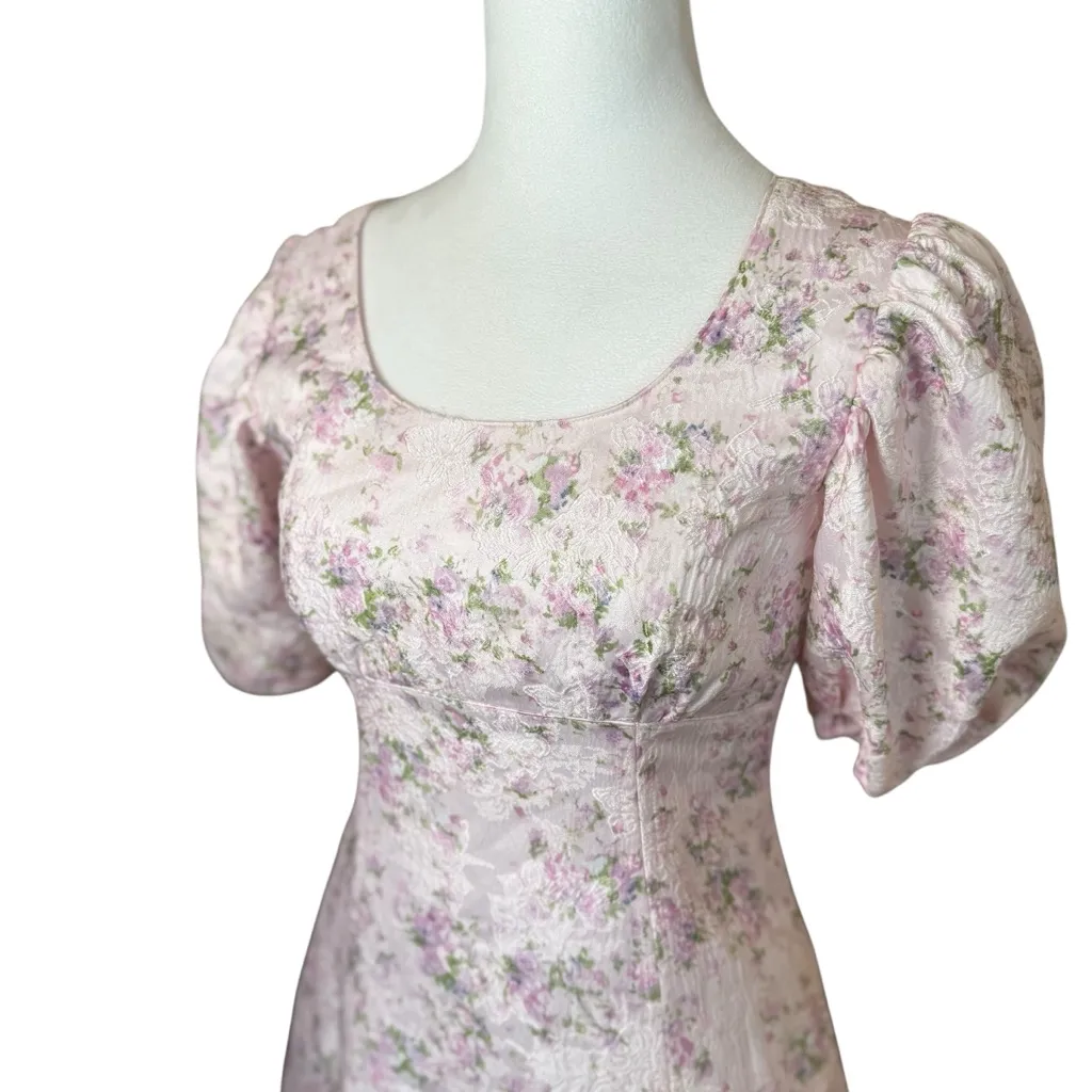 Hyacinth House Pink Jacquard Empire Ella Maxi Dress Floral Tuckernuck Wedding XS - Image 7