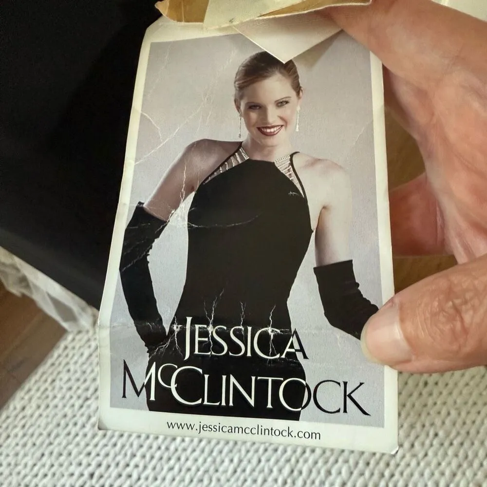 NWT NOS Vintage 90s Jessica McClintock Black Grecian Cut Out Column Formal Gown - Image 9