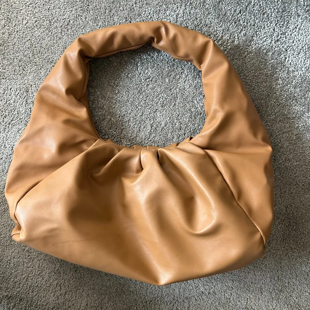 Shoulder Pouch Softest Faux Leather Slouchy Tote in Camel Shoulder Bag - Image 7