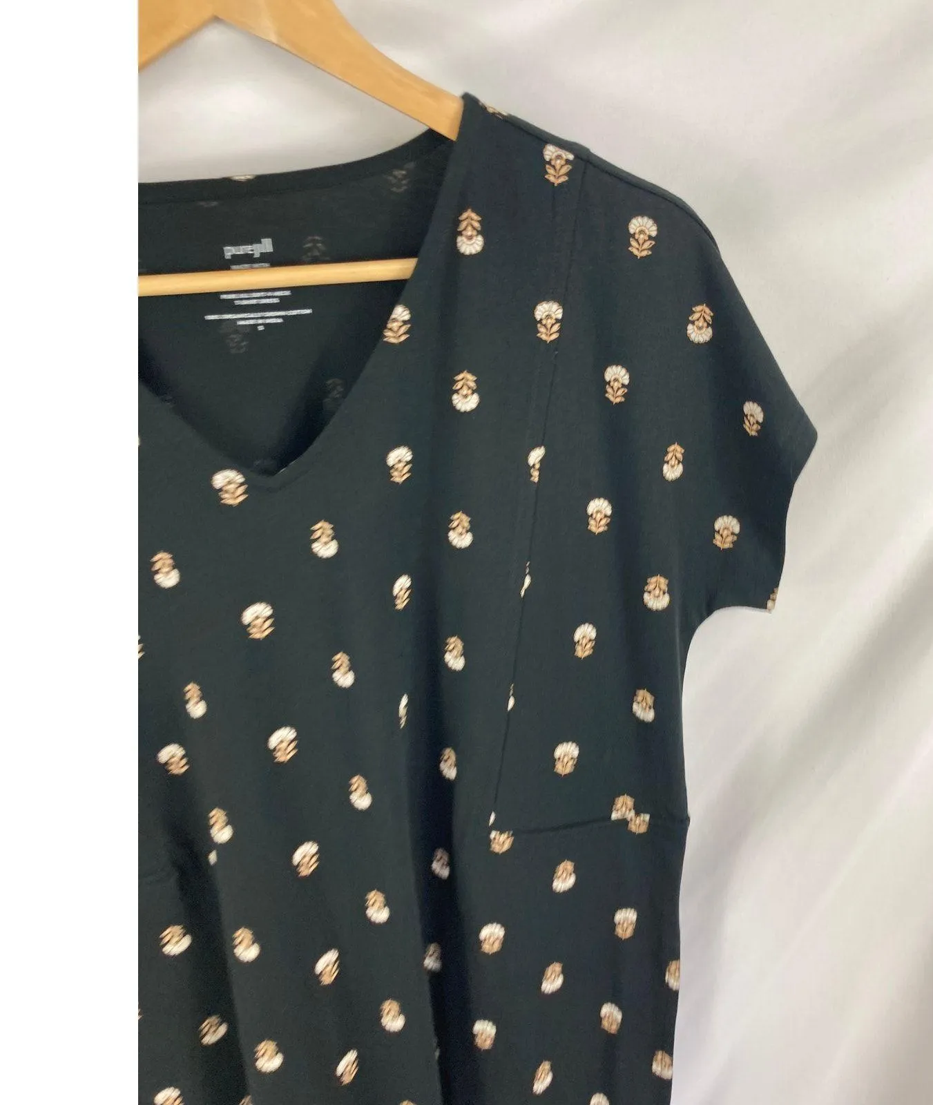 J Jill Pure Jill Soft V Neck Tshirt Dress Organic Cotton Blcack Size Small Black - Image 3