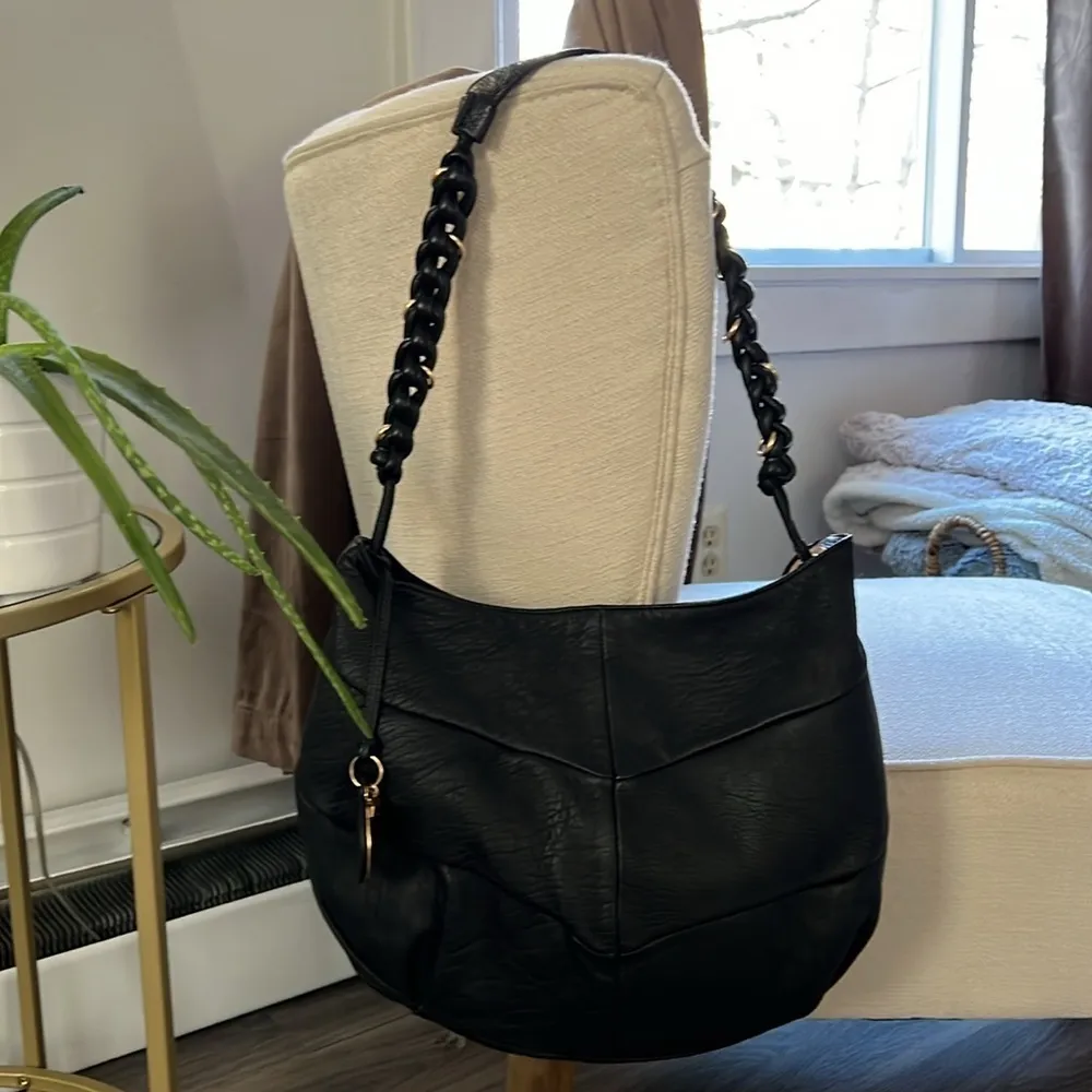 See by Chloe Black Shoulder Bag Women’s Leather Hobo Purse with Braided Handle - Image 2