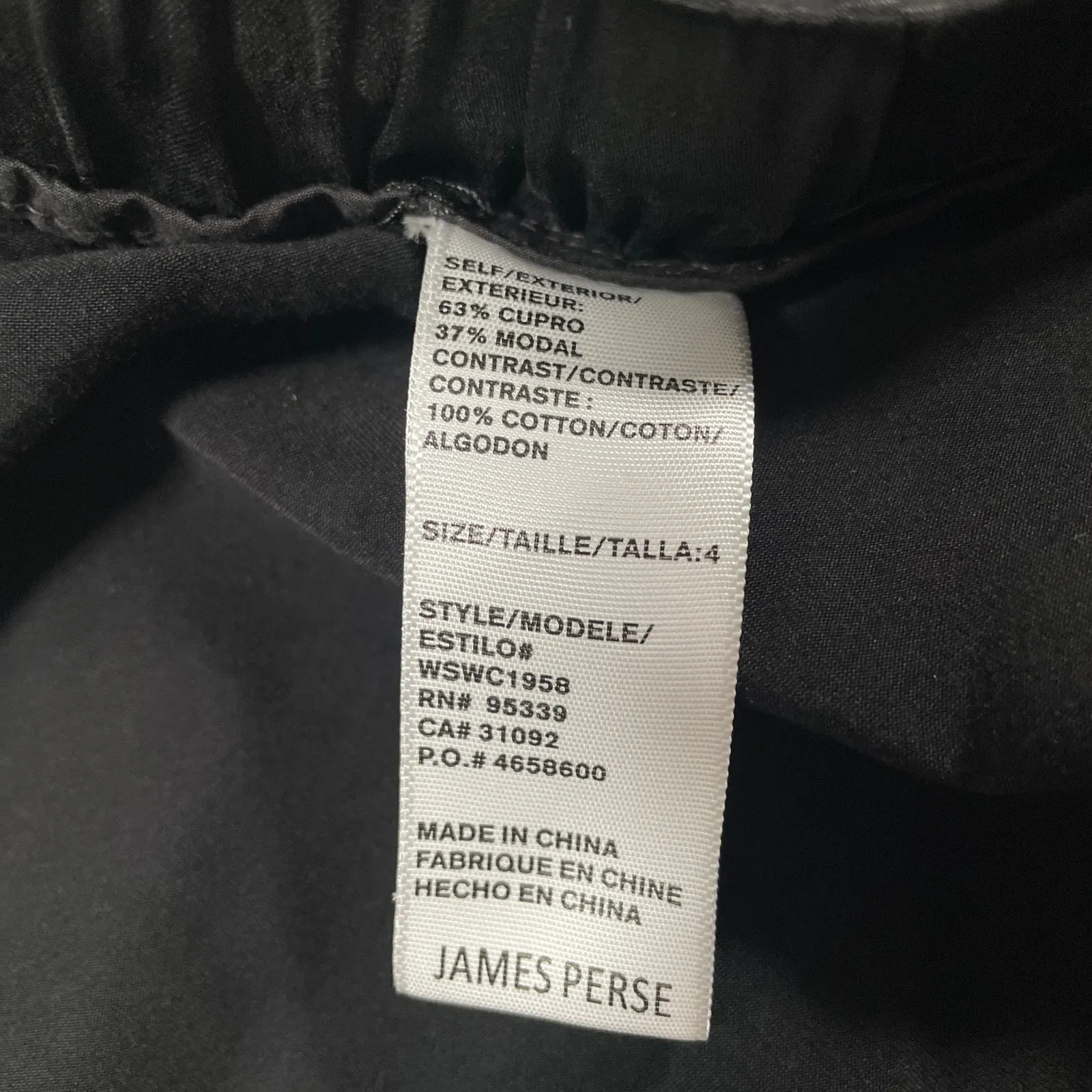 James Perse Pants 4 XL Black Satin Wide Leg Evening Dressy Drawstring Silky - Image 4